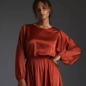 Anthropologie Caballero Long-Sleeve Dress in Red Motif